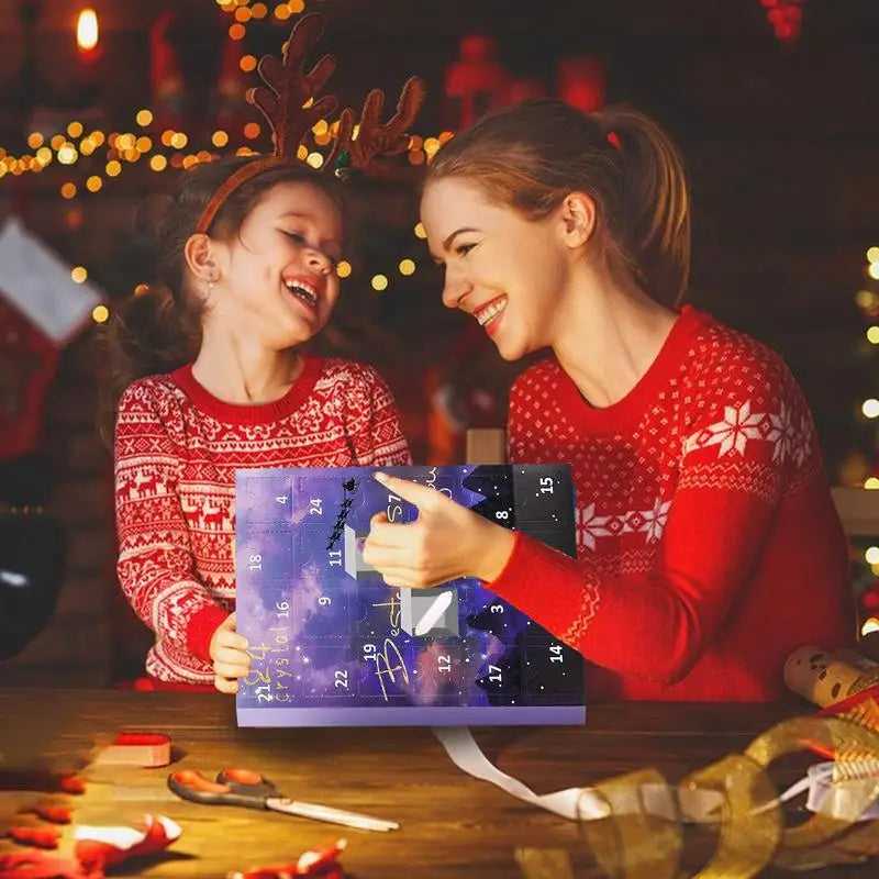 Advent calendar with natural crystals for meditation and spiritual growth