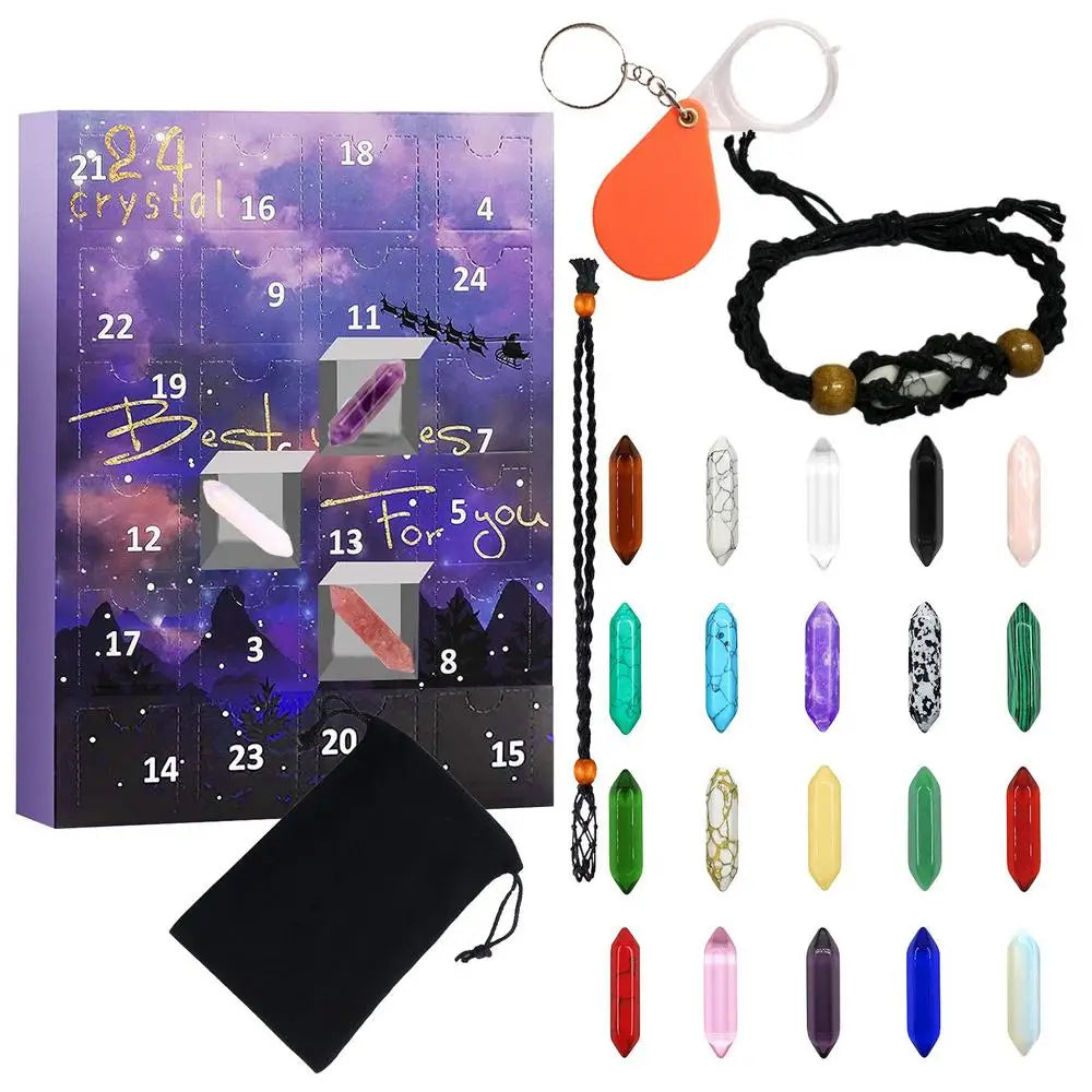Advent calendar with natural crystals for meditation and spiritual growth