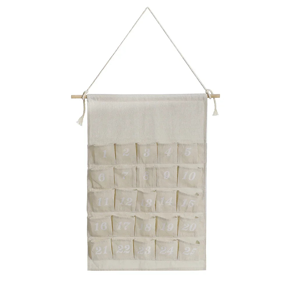 WinterCharm – Adventskalender met 24 Katoenen Zakjes – Personaliseerbaar & Herbruikbaar