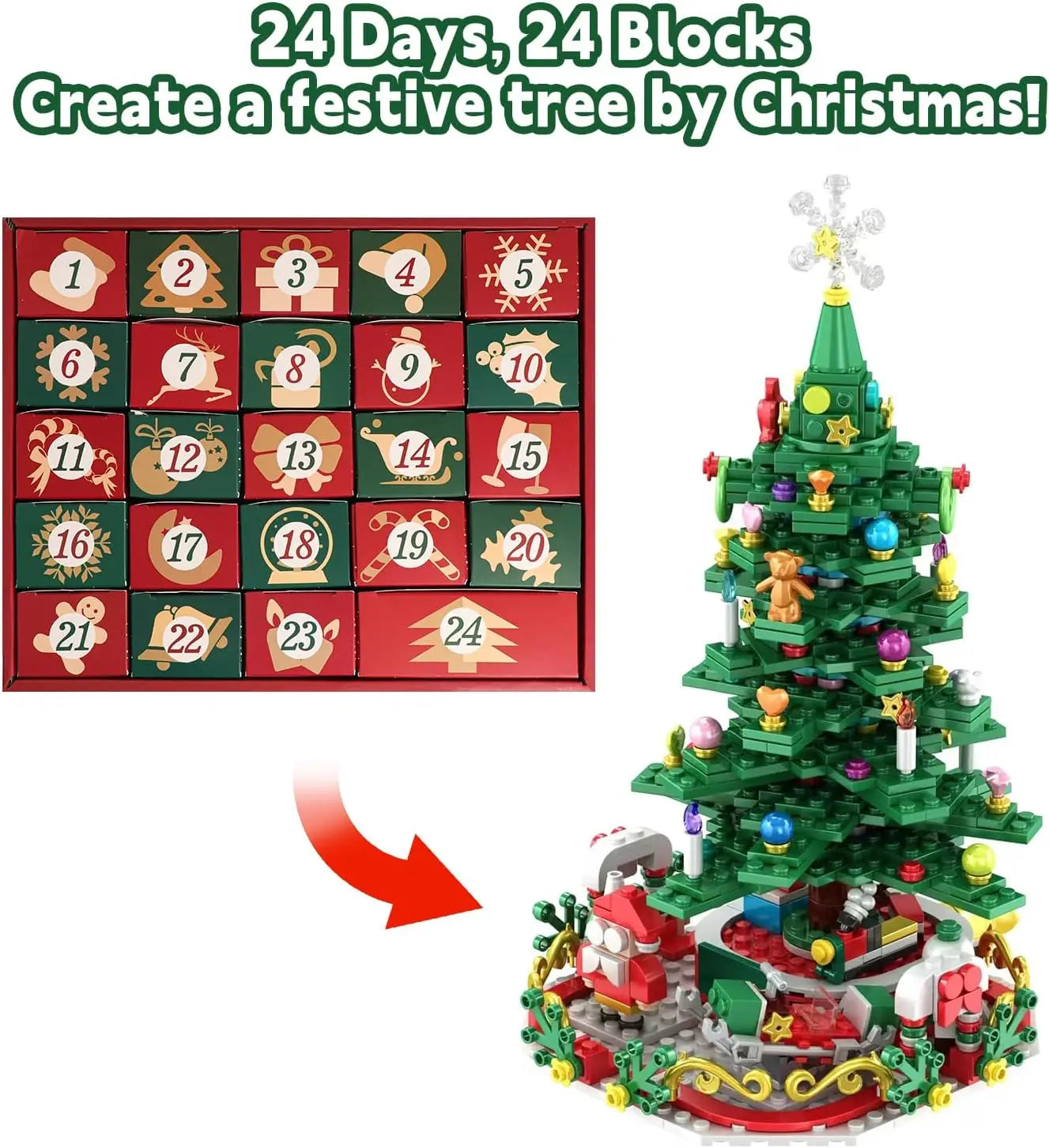Lumibrix Kinder Adventskalender – 24 Verrassingen met LED-Kerstboom & Creatief Bouwplezier