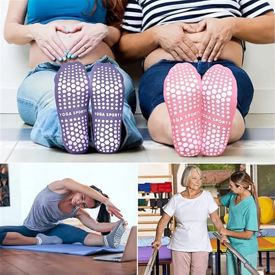Antislip Sokken voor Vrouwen met Grip voor Pilates en Yoga, Zwart met Witte Strepen 1+1 Gratis
