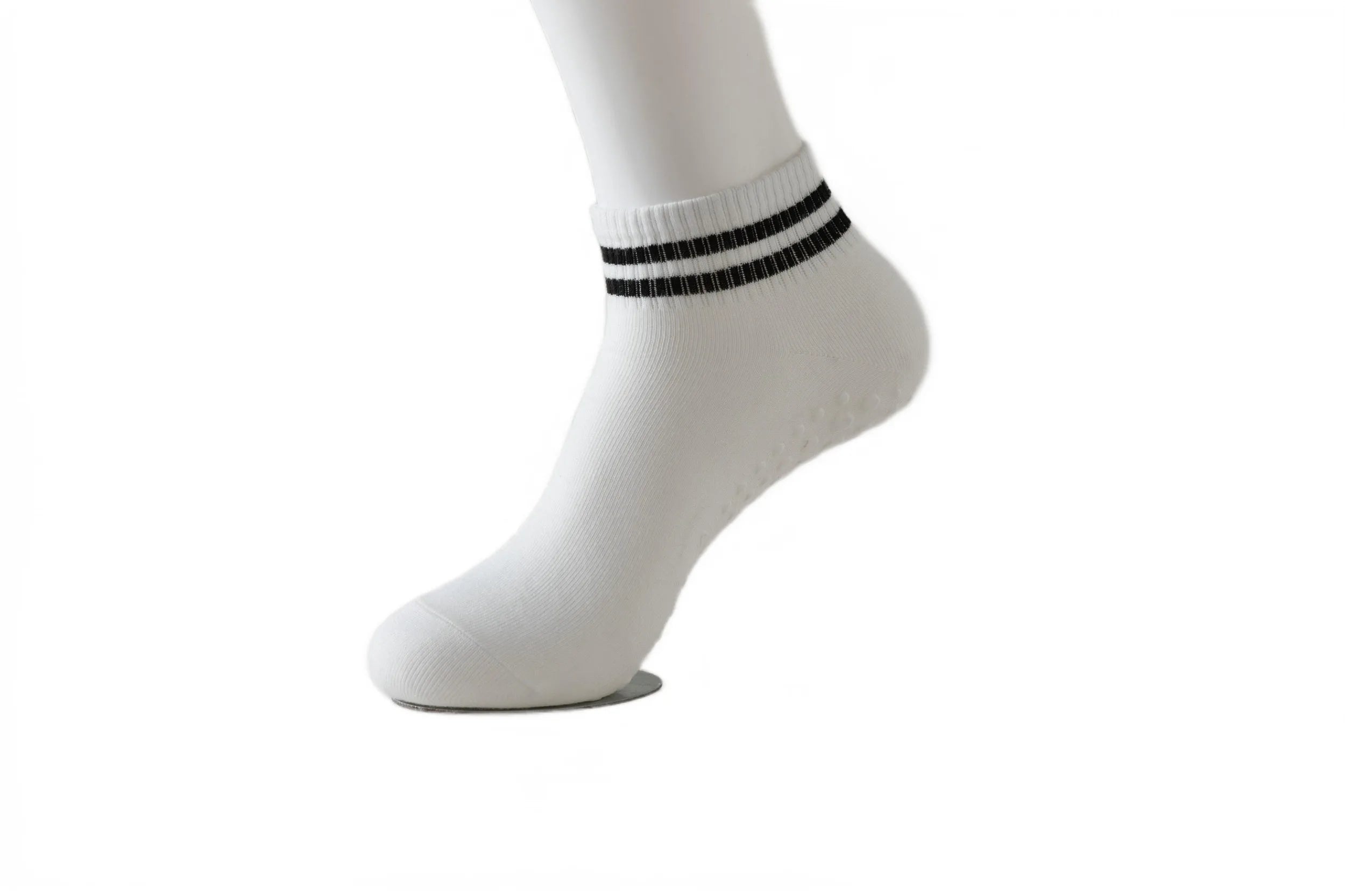 Antislip Sokken voor Vrouwen met Grip voor Pilates en Yoga, Zwart met Witte Strepen 1+1 Gratis