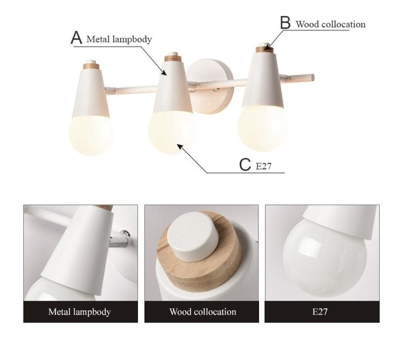 Arivio – Wall lamp of Metal & Wood, 2- or 3-light modern design
