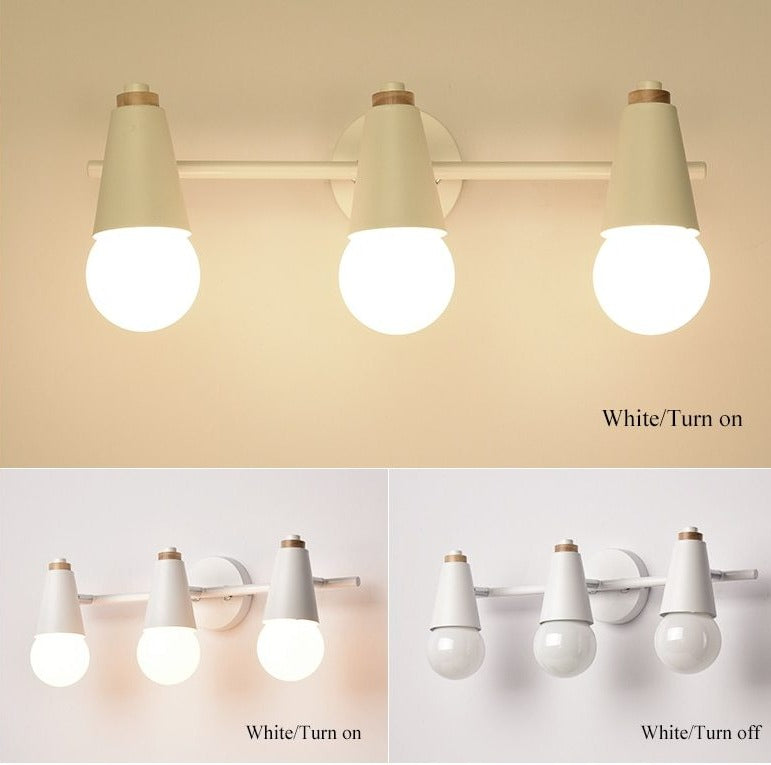 Arivio – Lámpara de pared de metal y madera, diseño moderno de 2 o 3 luces