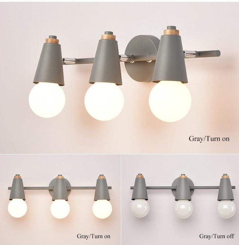 Arivio – Lámpara de pared de metal y madera, diseño moderno de 2 o 3 luces