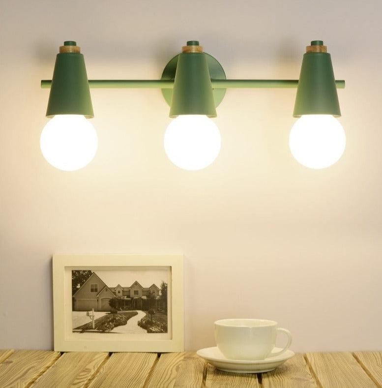 Arivio – Lámpara de pared de metal y madera, diseño moderno de 2 o 3 luces