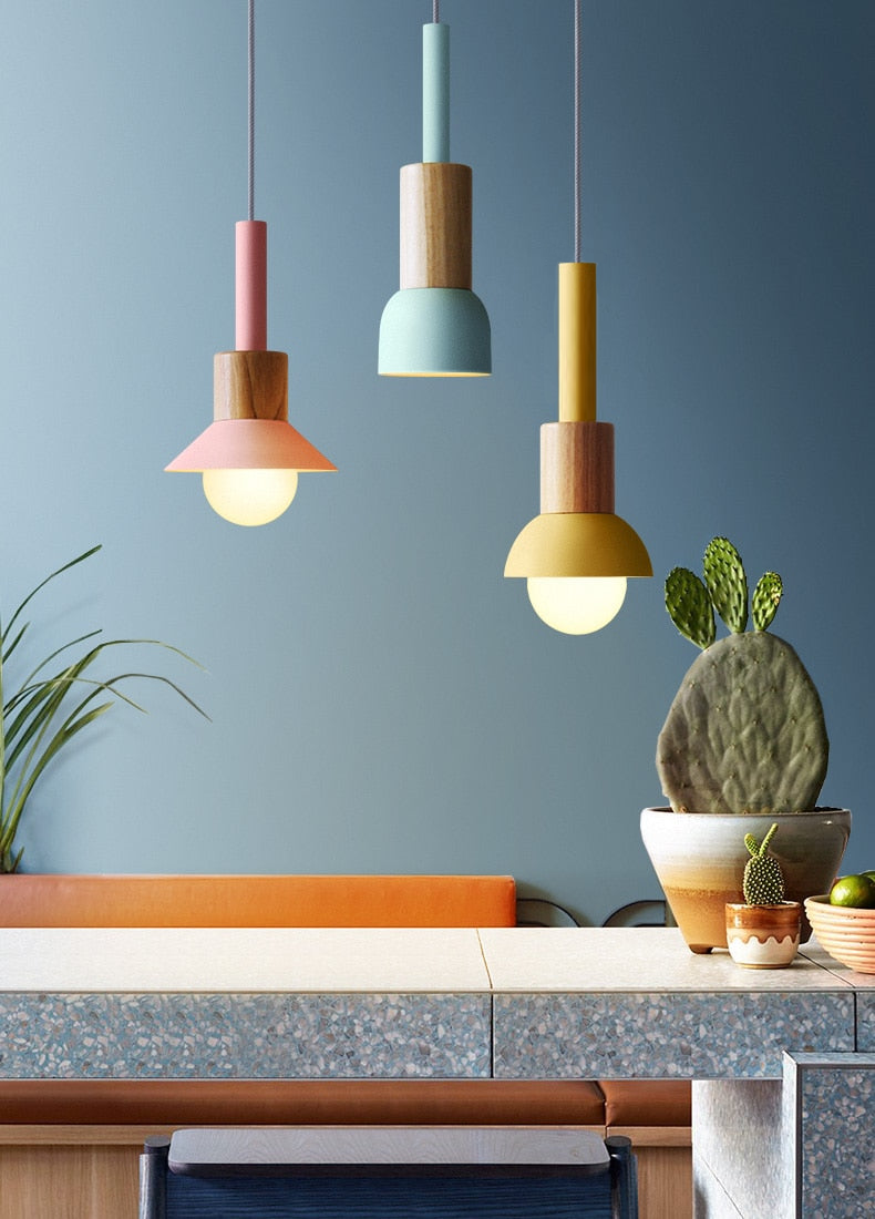 Lumora Home – Pendant Lamp of Metal & Wood, modern E27 design