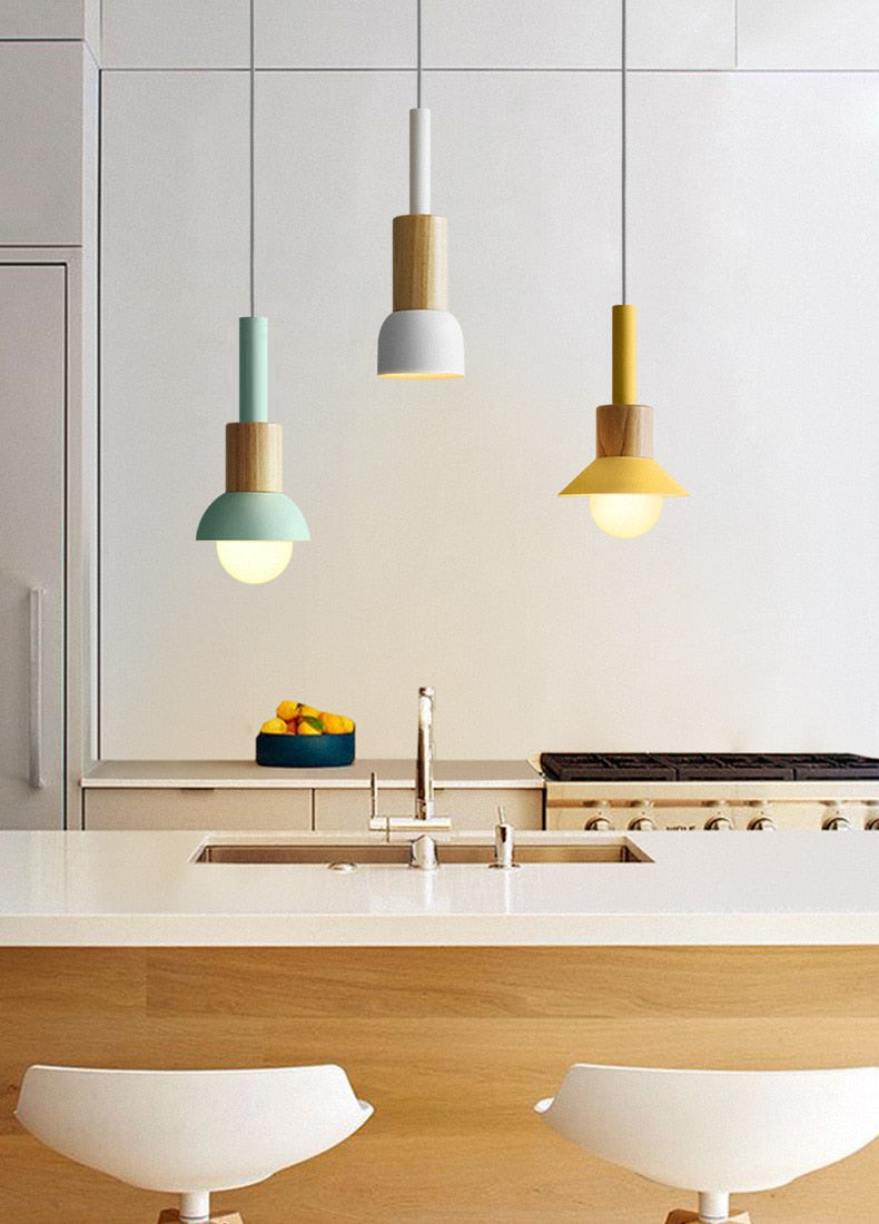 Lumora Home – Pendant Lamp of Metal & Wood, modern E27 design