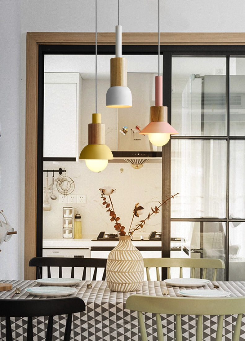 Lumora Home – Pendant Lamp of Metal & Wood, modern E27 design