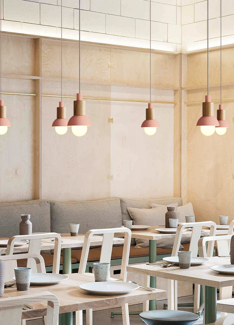 Lumora Home – Pendant Lamp of Metal & Wood, modern E27 design