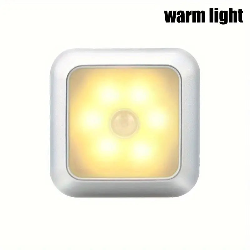 AuroraGlow 6-LED Bewegingssensor Licht – Draadloos Nachtlampje op Batterij voor Binnengebruik, Trap, Keuken & Kast