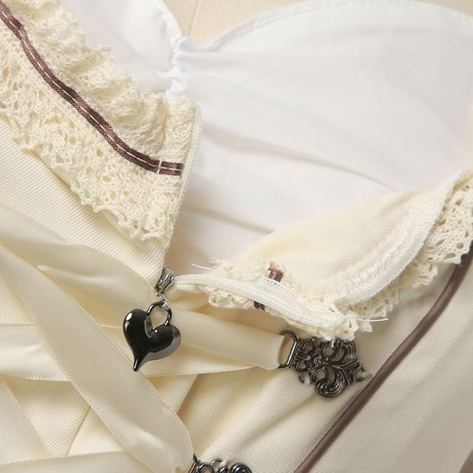 Aveline – Jurk Beige met Blouse en Borduursel – Dames voor Oktoberfest & Feesten