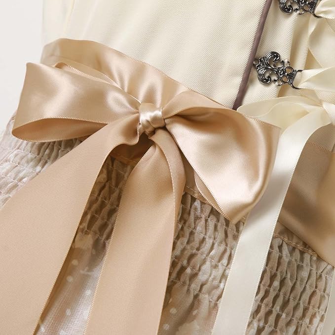 Aveline – Jurk Beige met Blouse en Borduursel – Dames voor Oktoberfest & Feesten