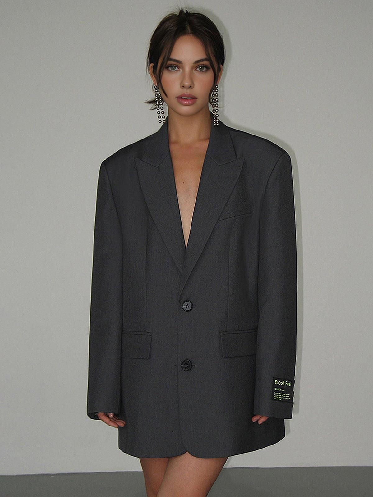 Sophia Oversized Blazer met Revers en Klassieke Knoopsluiting