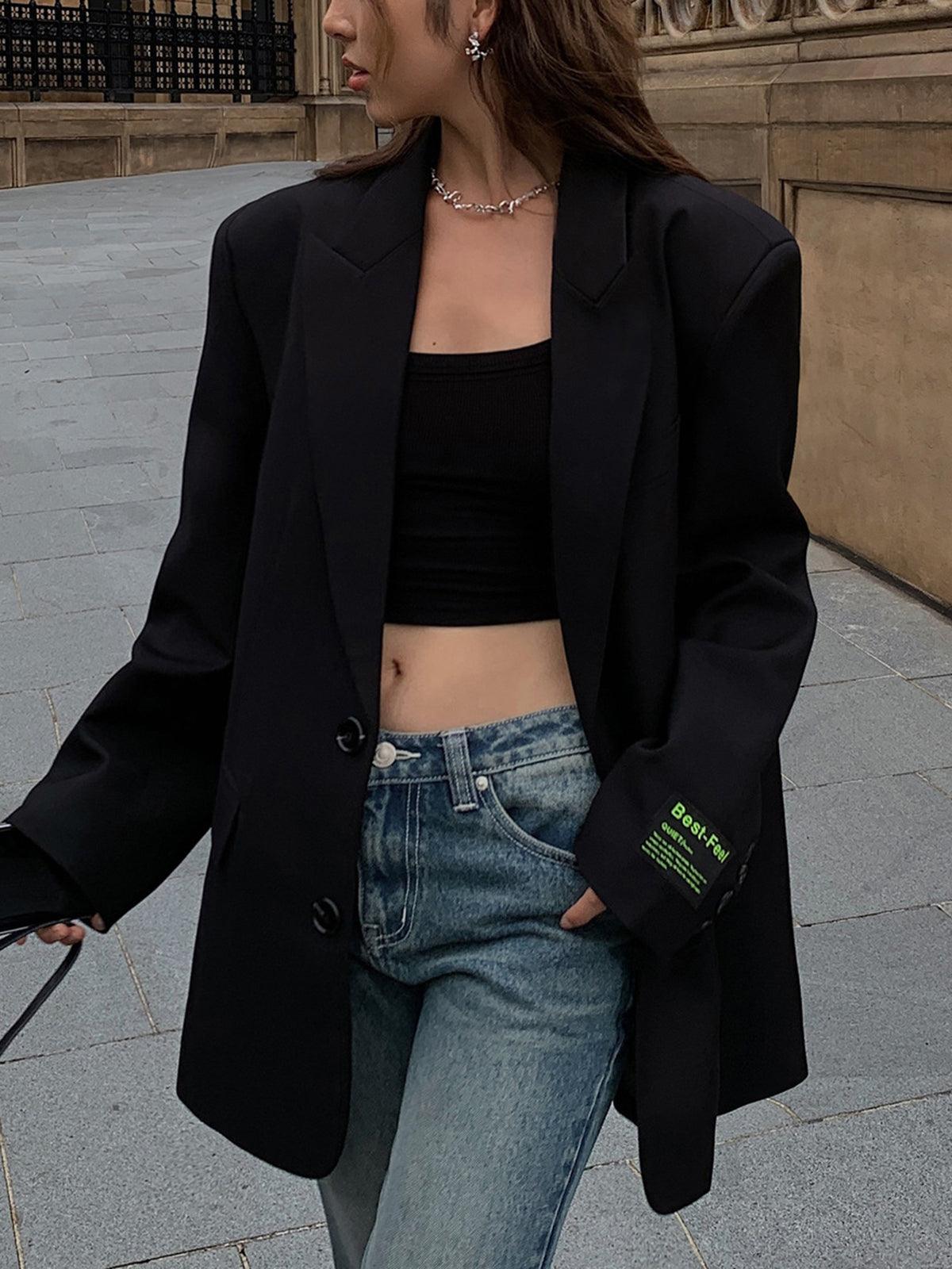 Sophia Oversized Blazer met Revers en Klassieke Knoopsluiting
