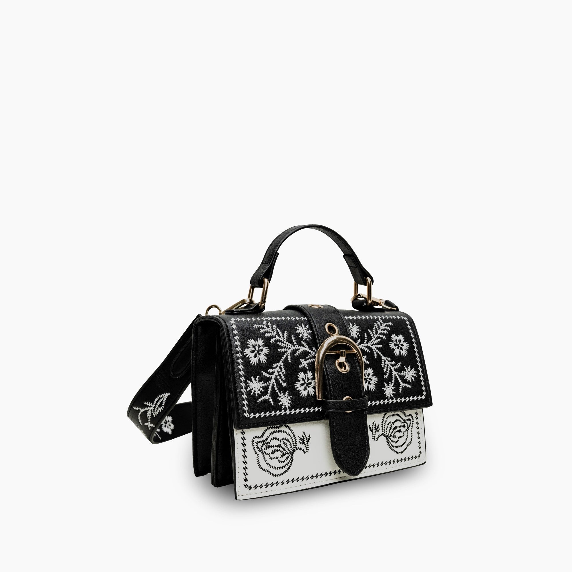 Melzano Crossbody Tas met Bloemen Borduurwerk