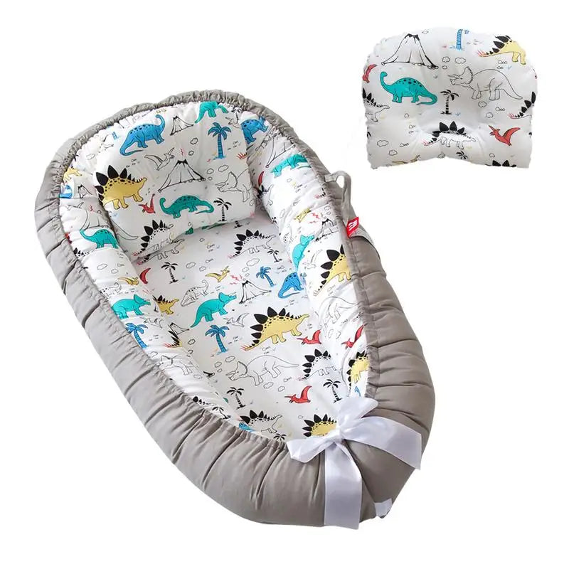 Nuvella Baby Lounger voor Pasgeborenen – Draagbaar Bedje met Verstelbaar Kussen, Ademend Katoen