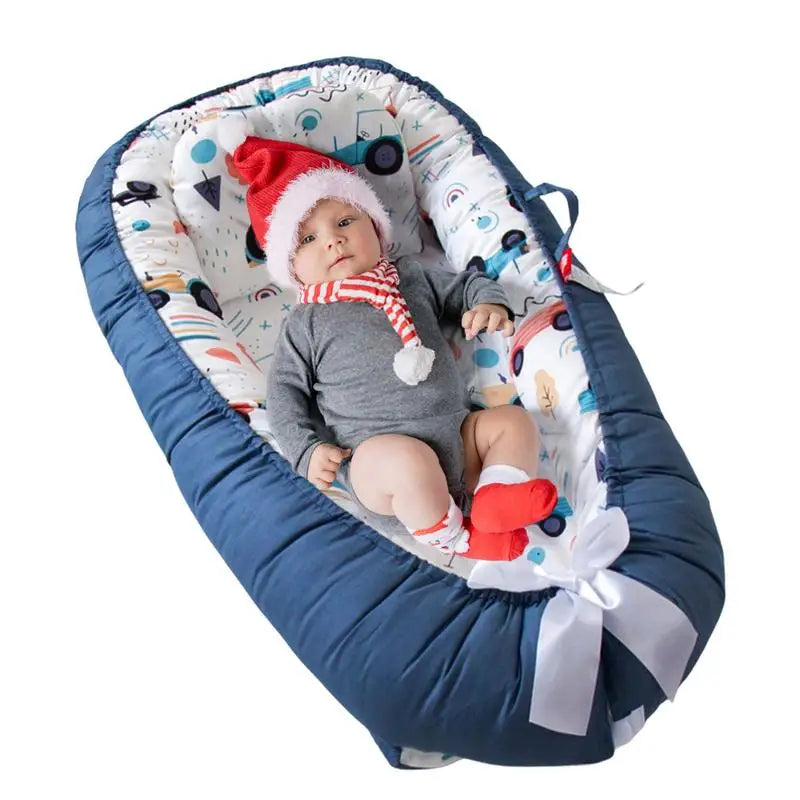 Nuvella Baby Lounger voor Pasgeborenen – Draagbaar Bedje met Verstelbaar Kussen, Ademend Katoen