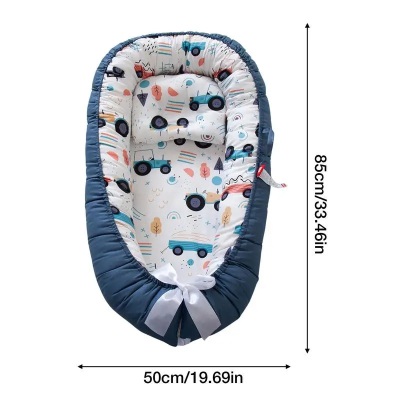 Nuvella Baby Lounger voor Pasgeborenen – Draagbaar Bedje met Verstelbaar Kussen, Ademend Katoen