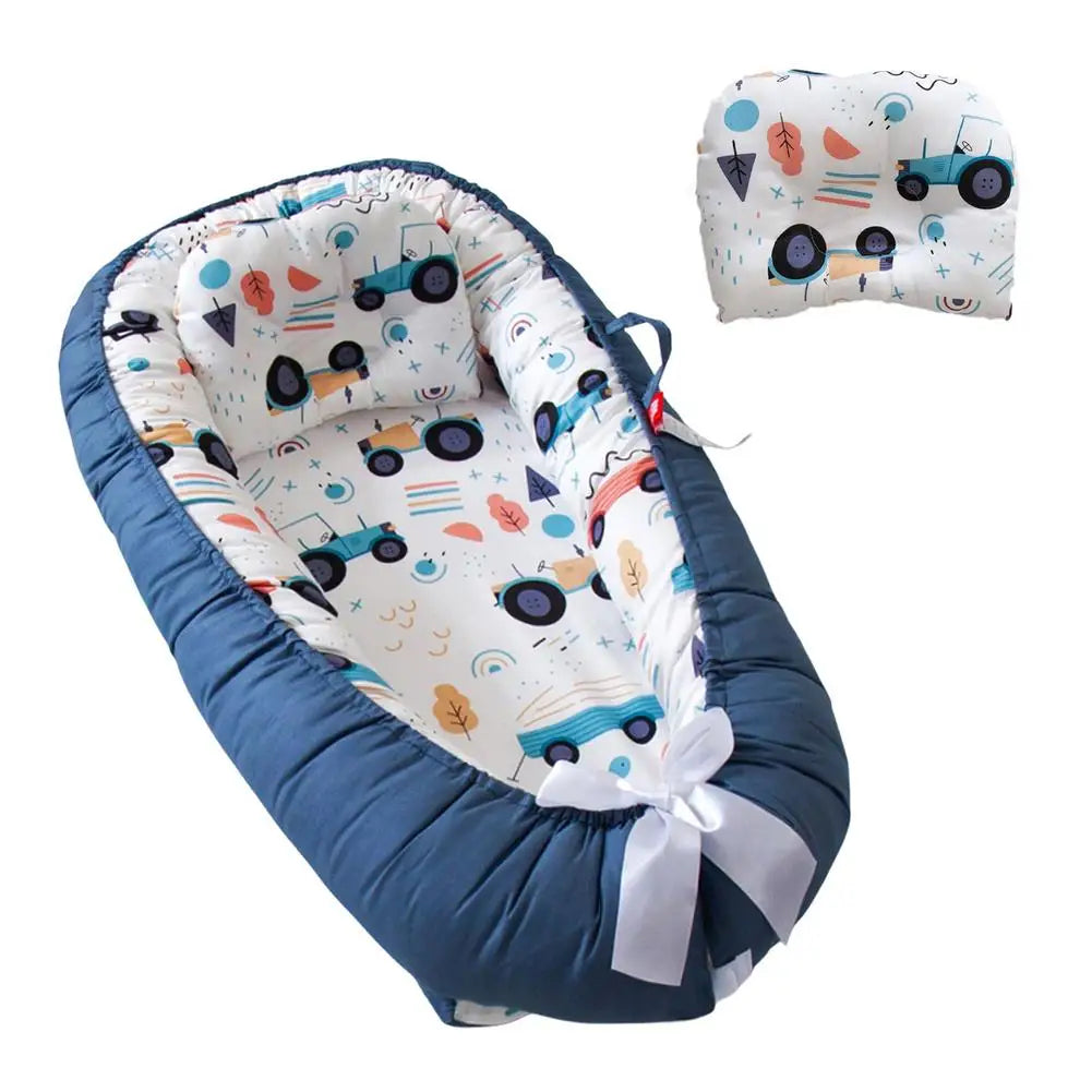 Nuvella Baby Lounger voor Pasgeborenen – Draagbaar Bedje met Verstelbaar Kussen, Ademend Katoen