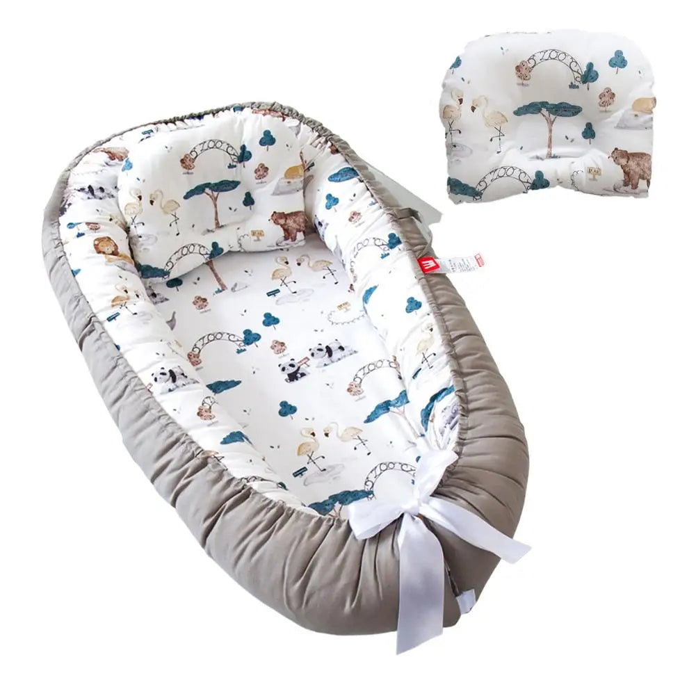 Nuvella Baby Lounger voor Pasgeborenen – Draagbaar Bedje met Verstelbaar Kussen, Ademend Katoen