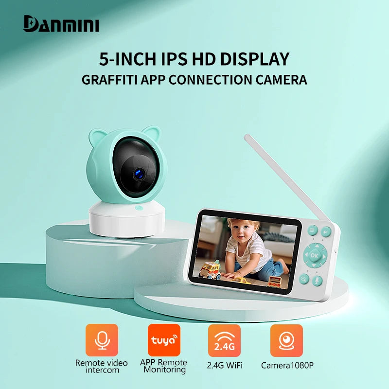 Babyfoon met Camera en App - 5 Inch Scherm, 1080P Videobewaking en Wifi Verbinding