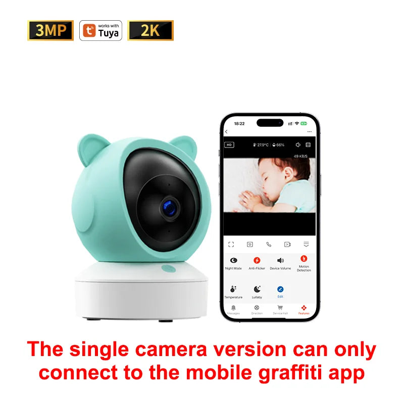 Babyfoon met Camera en App - 5 Inch Scherm, 1080P Videobewaking en Wifi Verbinding