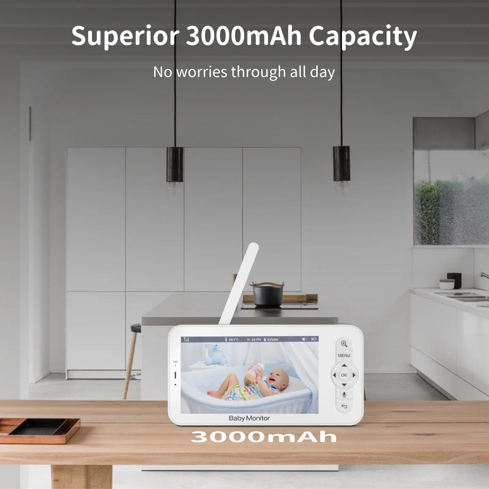 Babyfoon met Camera en App, 5 Inch HD Scherm, Nachtzicht en Lullabies