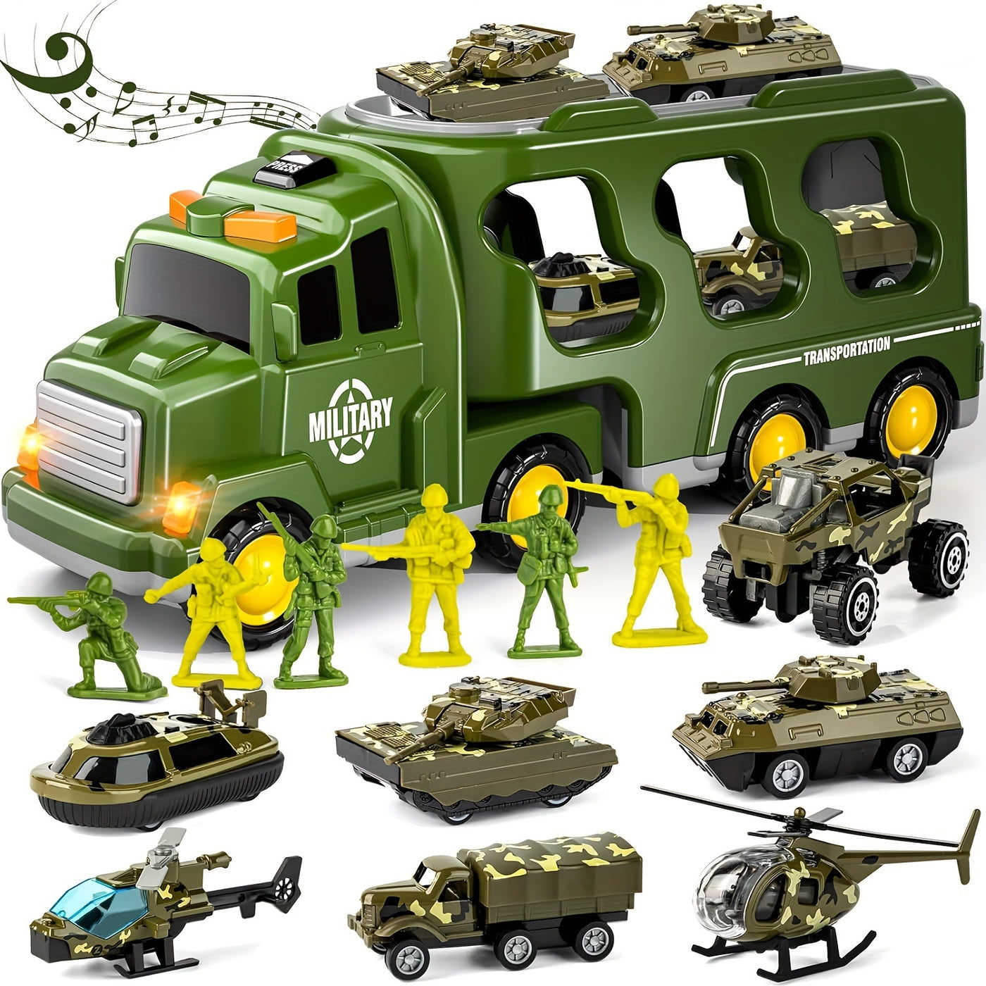 BattleHero– Militair Speelgoedset met Geluid, Vrachtwagen en tanks voor Kinderen Vanaf 3 jaar