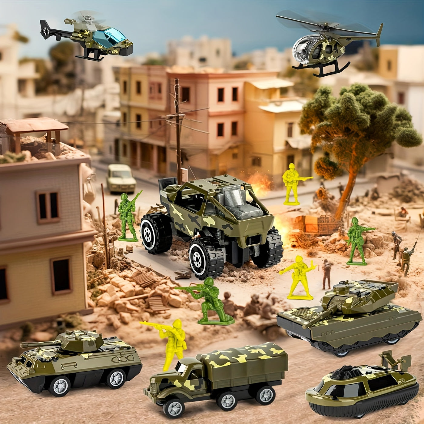 BattleHero– Militair Speelgoedset met Geluid, Vrachtwagen en tanks voor Kinderen Vanaf 3 jaar