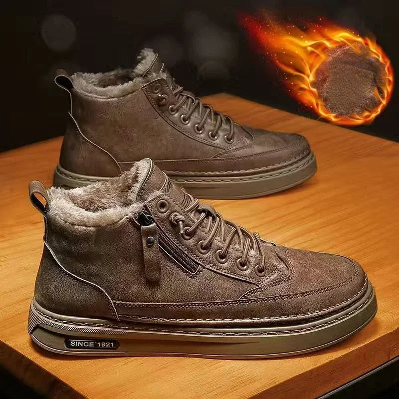 Bergin – Botas de nieve para hombre con algodón cálido y suela antideslizante