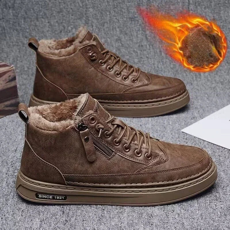 Bergin – Botas de nieve para hombre con algodón cálido y suela antideslizante