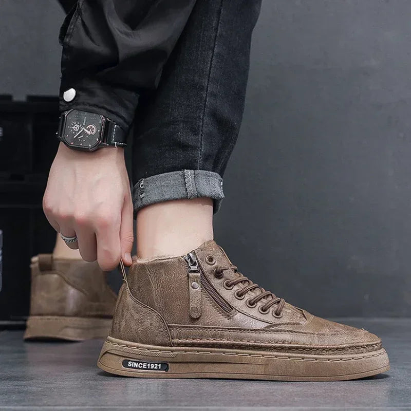 Bergin – Botas de nieve para hombre con algodón cálido y suela antideslizante