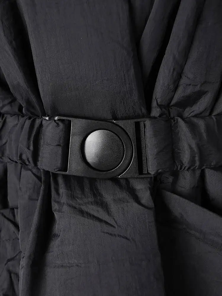 Brązowy Płaszcz Damski z Bawełny, Ciepły, Dekolt V, Duże Kieszenie 5