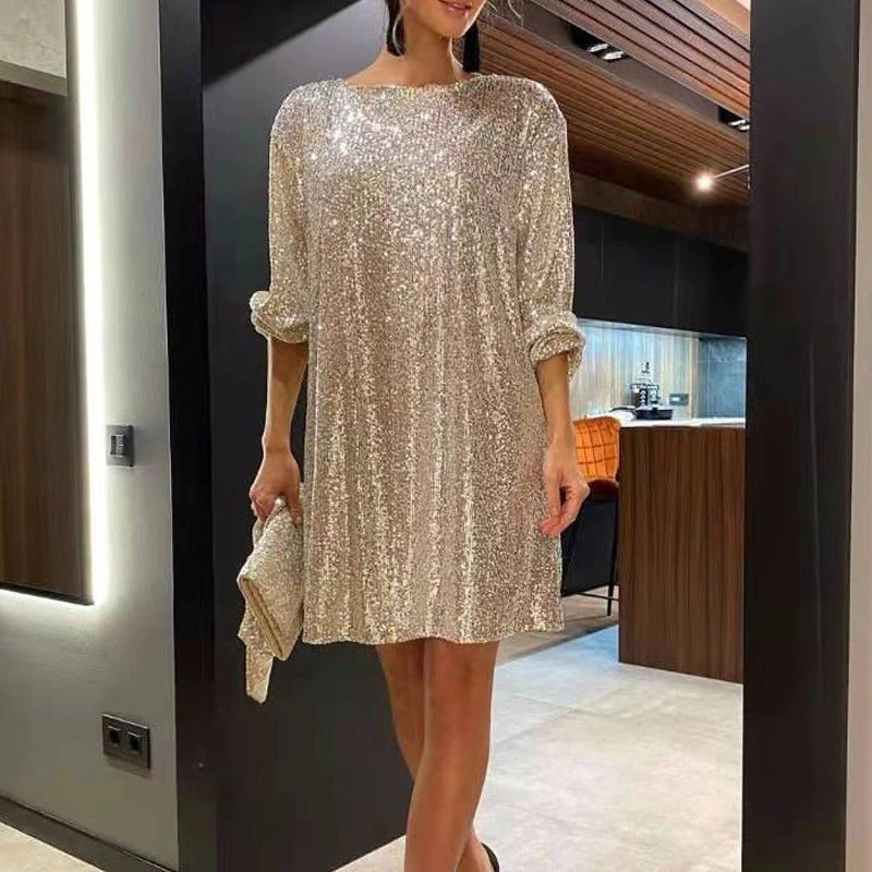 Glitter Mini Jurk voor Stralende Stijlvolle Feestgelegenheden