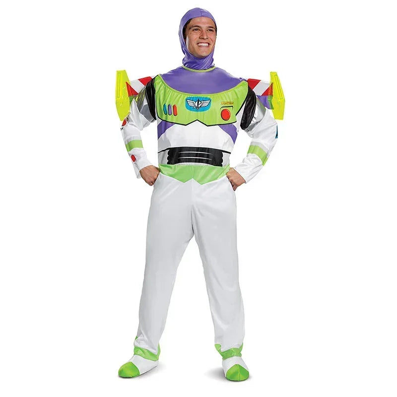 StarMorph – Groen Witte Space Ranger Jumpsuit Kostuum – Unisex Cosplay Volwassenen