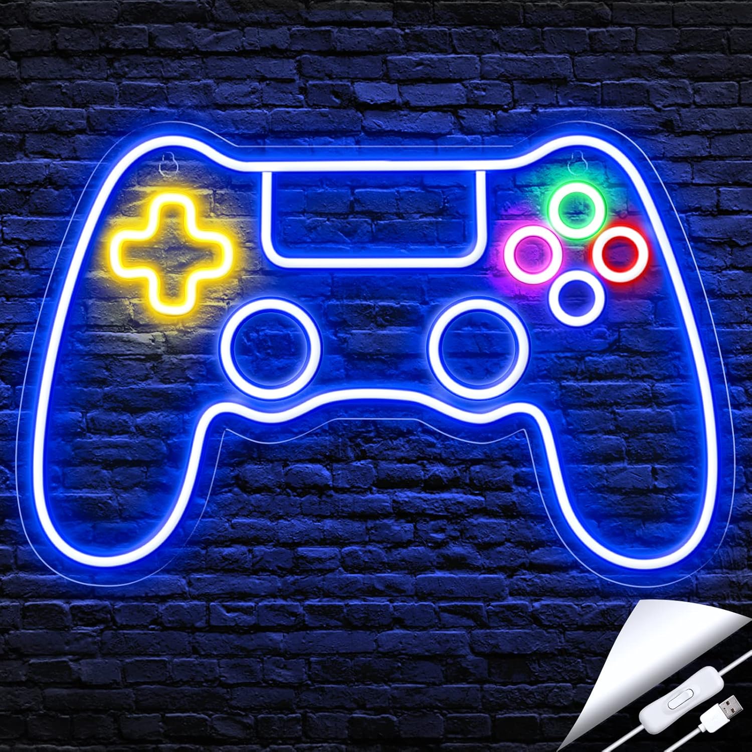 Canvas Gamer Neon Bord | Game Controller Neon Verlichting voor Gamer Kamer - LED Gaming Decor voor Jongenskamer en Wanddecoratie