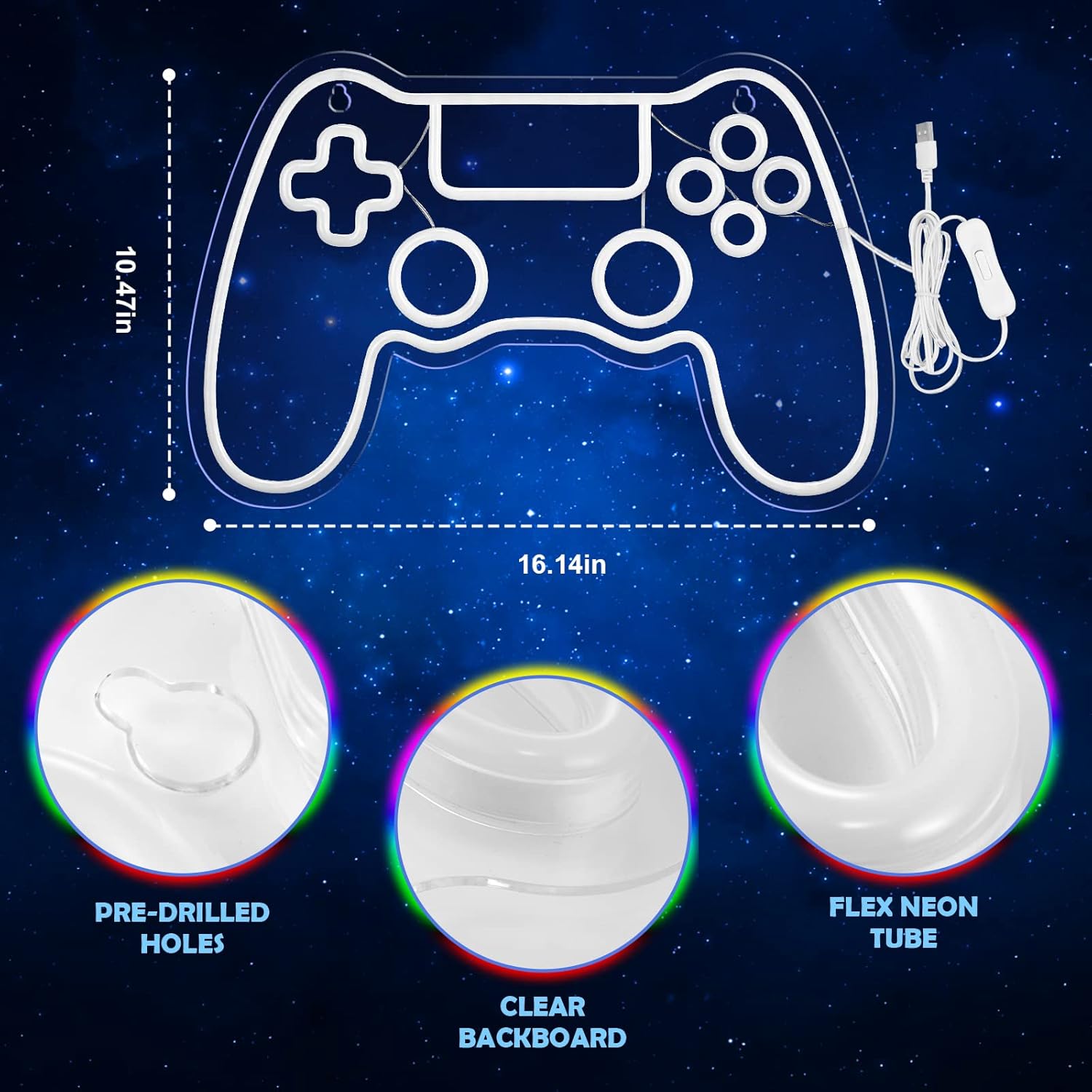 Canvas Gamer Neon Bord | Game Controller Neon Verlichting voor Gamer Kamer - LED Gaming Decor voor Jongenskamer en Wanddecoratie
