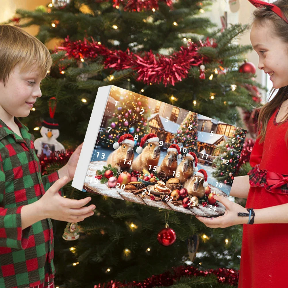 CapyJoy – Calendario de advento de capibara 2025 – 24 adornos de Nadal de acrílico