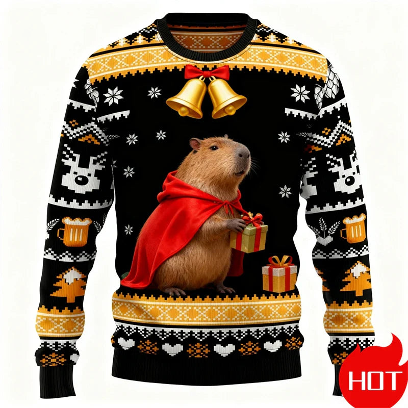 Capybara kersttrui voor mannen en vrouwen met 3D print 5
