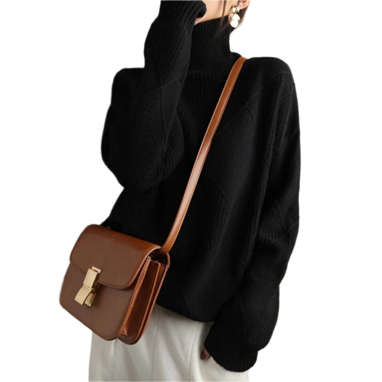 Veloria – Women's Cotton Turtleneck Sweater, Classic & Warm