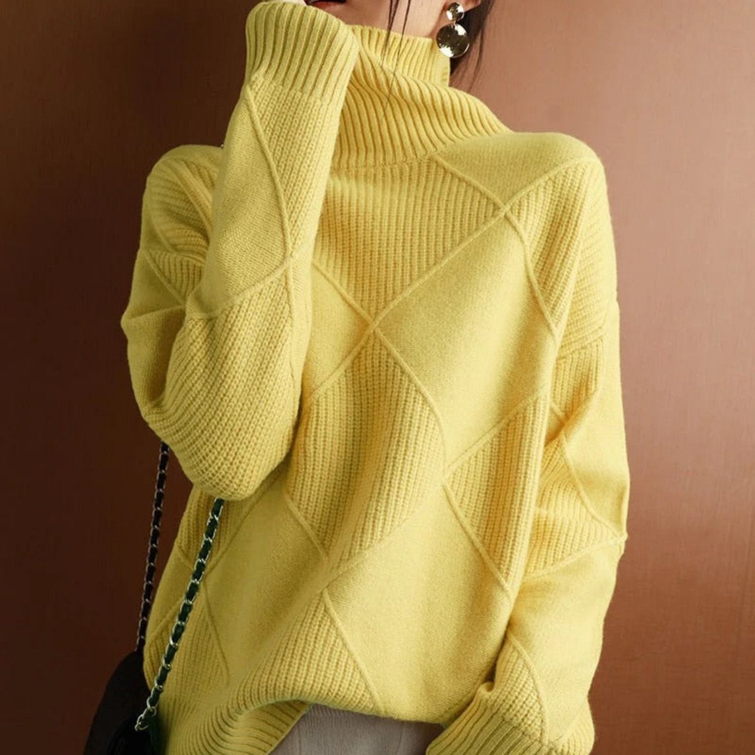 Veloria – Women's Cotton Turtleneck Sweater, Classic & Warm