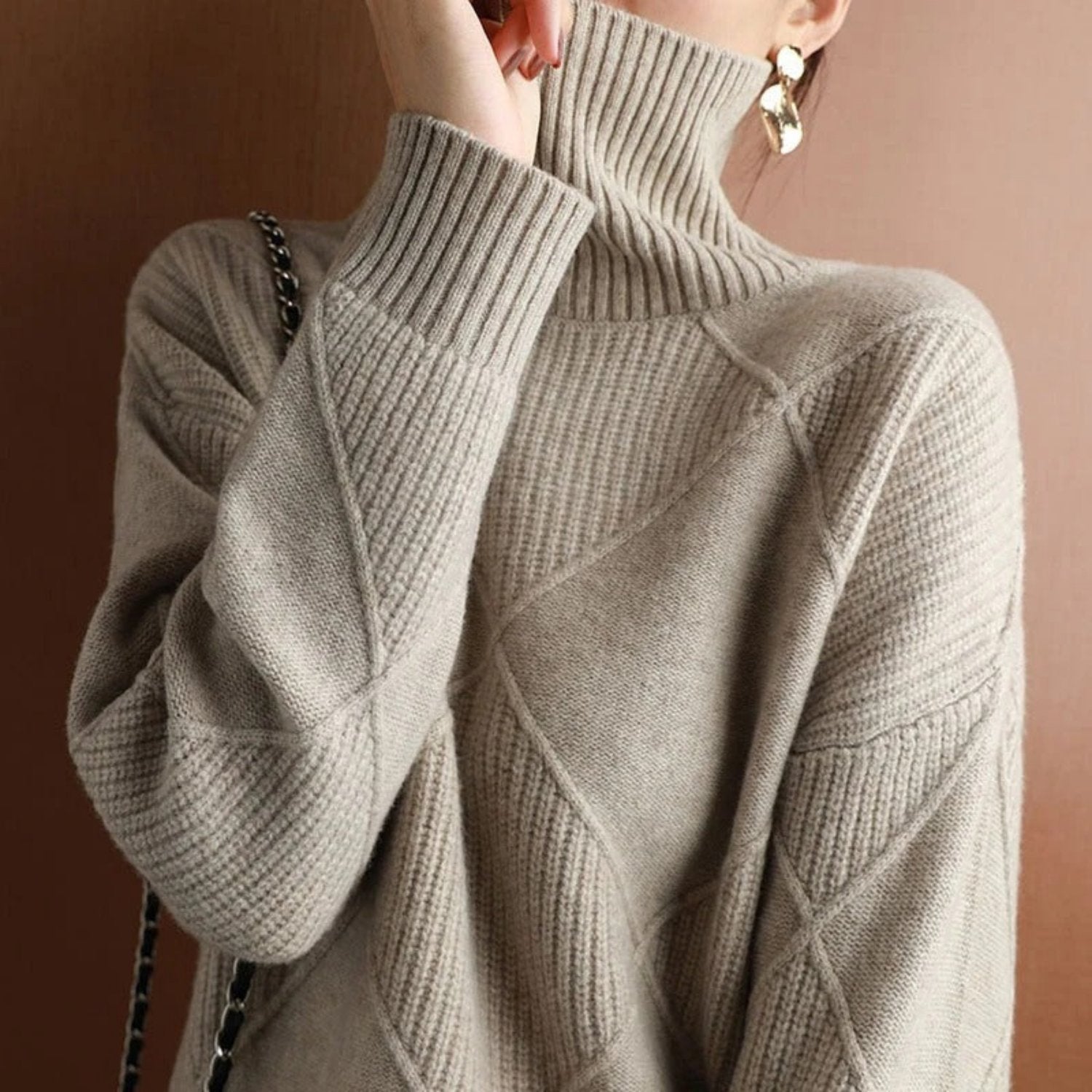 Veloria – Women's Cotton Turtleneck Sweater, Classic & Warm