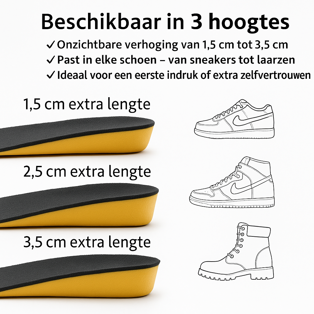 Onzichtbare Verhoger Inlegzolen – Subtiele Lengteboost voor Elke Schoen