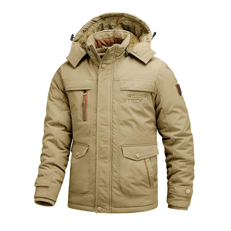 Fjorsen – Chaqueta de invierno para hombre impermeable con capucha y forro térmico