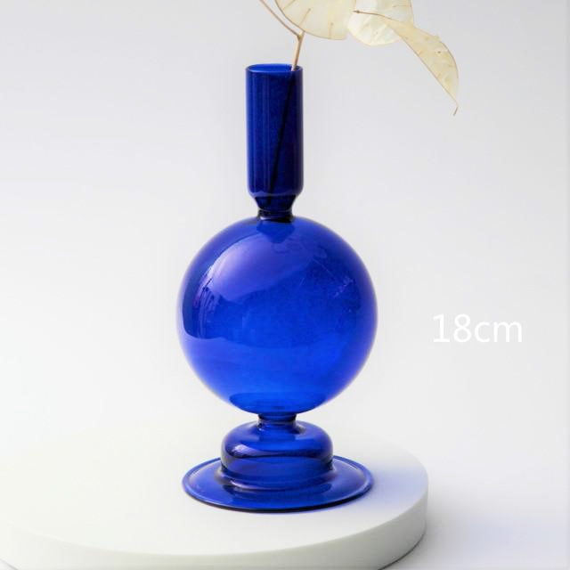 Vetrovia – Cobalt Blue Glass Candlestick, hand-blown design