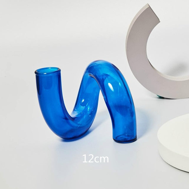 Vetrovia – Cobalt Blue Glass Candlestick, hand-blown design