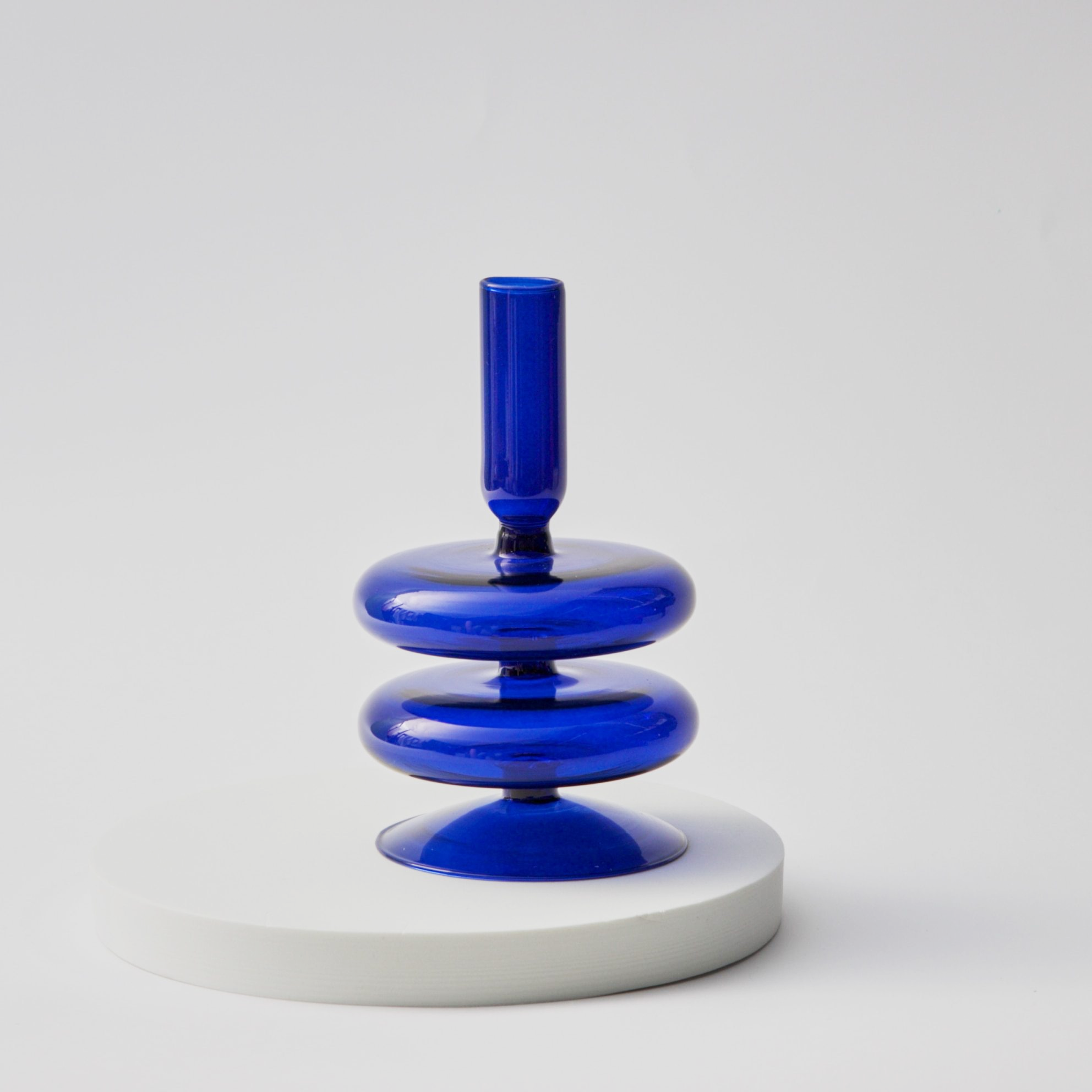 Vetrovia – Cobalt Blue Glass Candlestick, hand-blown design