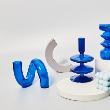 Vetrovia – Cobalt Blue Glass Candlestick, hand-blown design