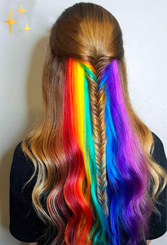 ColorLux – Clip-in Hair Extensions 26 pieces in Rainbow Colors for Party or Daily Use